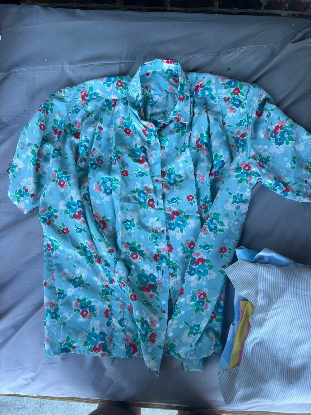 Vintage shirt romper bundle floral plaid stripes large medium